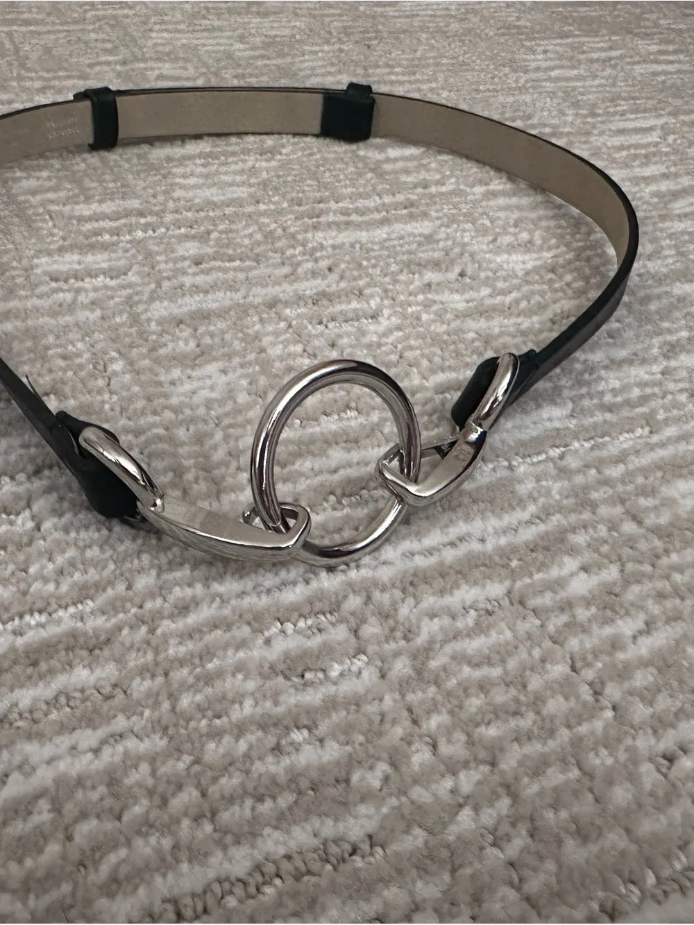 Express Black Belt with Silver Ring-Link Hardware